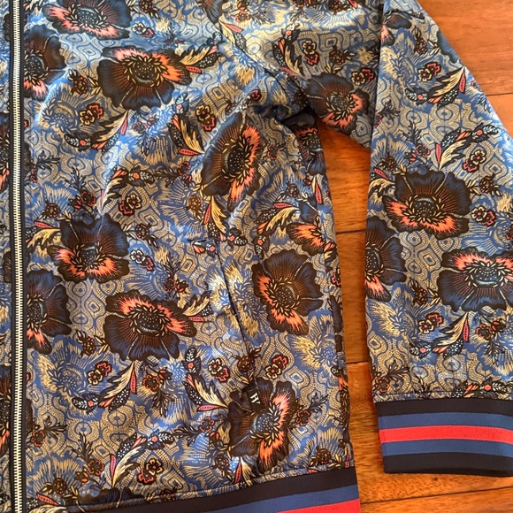 Houston White Floral Patterned Men's Bomber Jacket Size Large - Picture 9 of 11